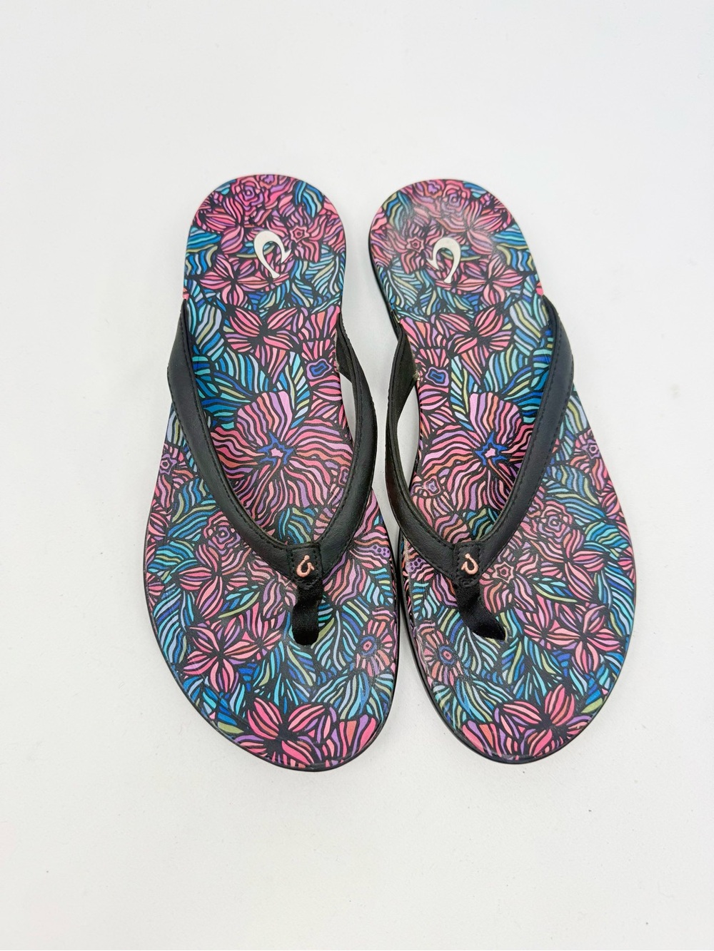 Olukai Ho'Opio Hau Colorful Hibiscus Floral Arch Support Thong FlipFlop Sandals - Picture 3 of 12
